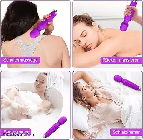 Full Body Massager Handheld Waterproof Vibrate Wand Massage Cordless Machine with 20 Vibration Modes - 8 Speeds, Battery Powered Massager for Women and Men - MULTICOLOUR