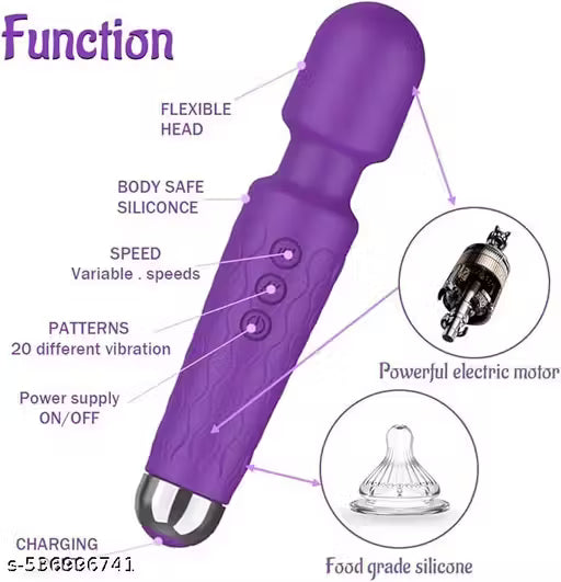 Full Body Massager Handheld Waterproof Vibrate Wand Massage Cordless Machine with 20 Vibration Modes - 8 Speeds, Battery Powered Massager for Women and Men - MULTICOLOUR