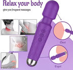 Full Body Massager Handheld Waterproof Vibrate Wand Massage Cordless Machine with 20 Vibration Modes - 8 Speeds, Battery Powered Massager for Women and Men - MULTICOLOUR