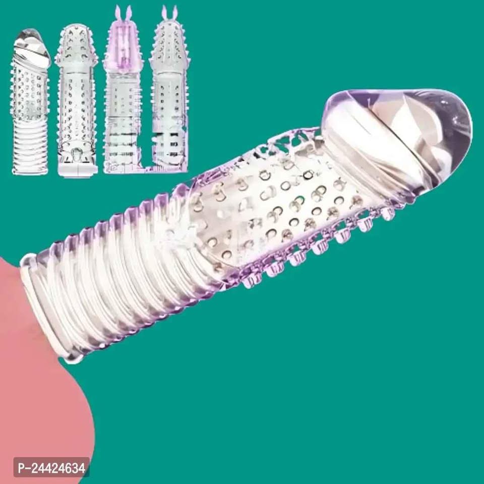 Crystal Reusable Silicone Dotted Condom Extra Pleasure Leakproof Dotted Condom