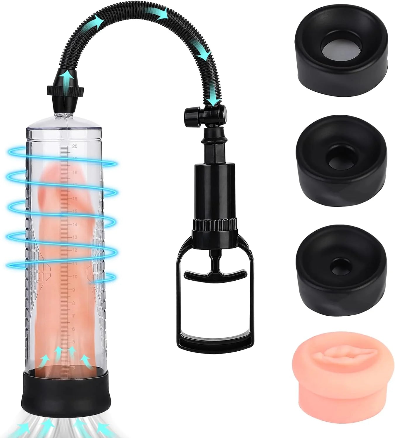 Penis Vacuum Pump Penis Enlarge for ED Penis Enlargement Extend Pump Penis Endurance Trainer with 4 Penis Sleeves Sex Toy for Men