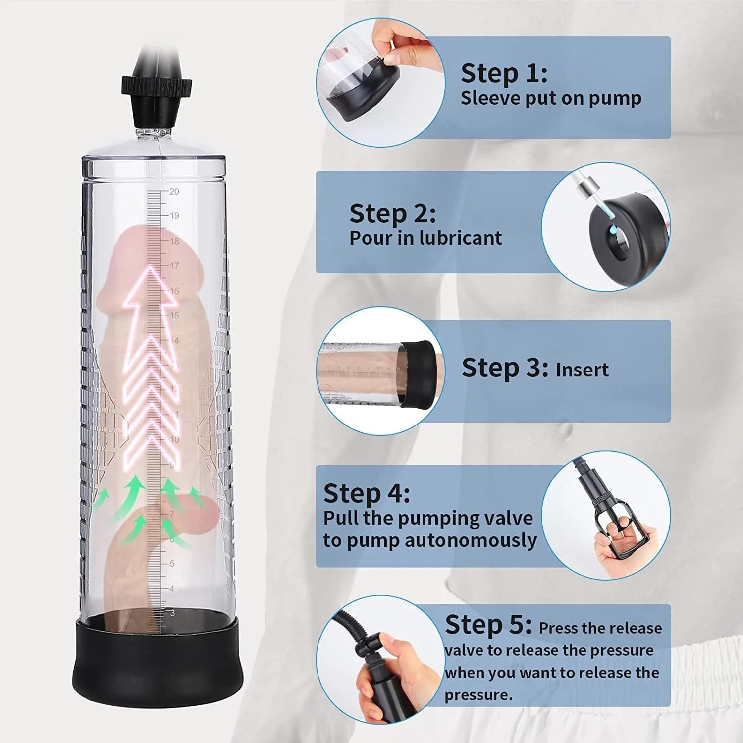 Penis Vacuum Pump Penis Enlarge for ED Penis Enlargement Extend Pump Penis Endurance Trainer with 4 Penis Sleeves Sex Toy for Men